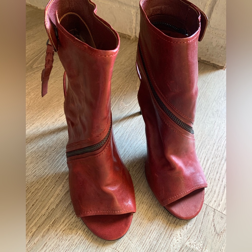 Dolce Vita Red Ankle Booties with Peep-Toe Design
